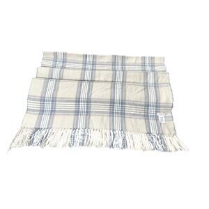 J.Crew Oversized Plaid Blanket Scarf 83x48 Soft Neutral Gray Cream Fringe